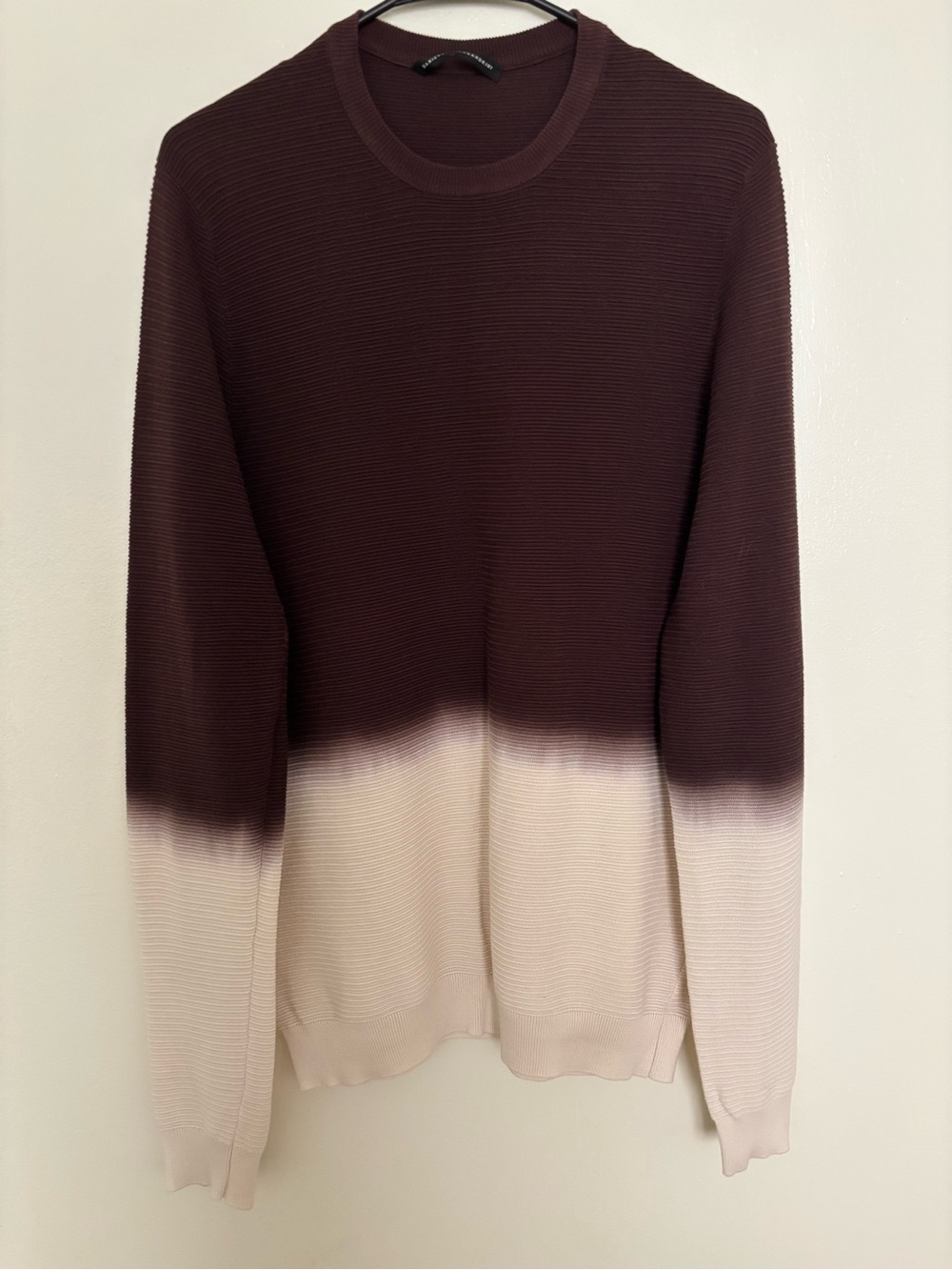 Daniele Alexandrini Men's Two-Tone Dip-Dye Sweater - Brown and Cream Cotton